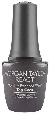 Viršutinis nagų lako sluoksnis Morgan Taylor React, no-light extended wear top coat sp., 15 ml