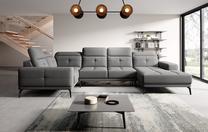 Kampinė sofa Neviro Gojo 5, pilka sp., kairinė, 201 x 350 cm x 77 cm