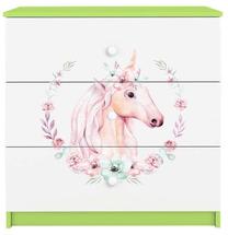Laste kummut Kocot Kids Babydreams Horse, valge v./roheline v., 41 cm x 80 cm x 80.5 cm