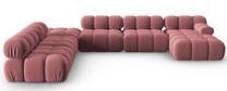 Kampinė sofa Micadoni Home Bellis MIC_SET6R_2_F1_BELLIS1, rožinė sp., dešininė, 379 x 282 cm x 63 cm