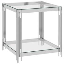 Kavos staliukas VLX, skaidri sp./sidabro sp., 55 cm x 55 cm x 55 cm