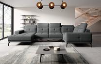 Kampinė sofa Neviro Vero 5, tamsiai pilka sp., dešininė, 201 x 350 cm x 77 cm
