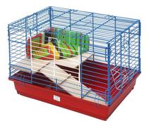 Grauzēju būris ZooMark, 40 cm x 60 cm x 41 cm, zila krās./sarkana krās.
