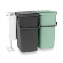 Šiukšliadėžė Brabantia Sort & Go, žalia sp./pilka sp., 32 l, 43 cm x 52 cm, 2 vnt.