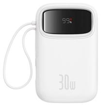 Lādētājs-akumulators (Power bank) Baseus QPow 2, 10000 mAh, 30 W, balta krās.