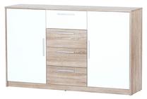 Komoda Szynaka Meble, ąžuolo sp./balta sp., 90 cm x 38 cm x 145 cm