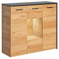 Komoda Meble Okmed Toronto, ąžuolo sp./juoda sp., 104 cm x 115 cm x 37.5 cm