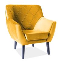 Krėslas Kier 1 Velvet, geltona sp., 75 cm x 76 cm x 90 cm