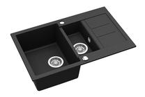 Кухонная мойка Aquasanita Tesa SQT151-601AW, гранит, 80 см x 50 см x 20 см, black metallic цв.