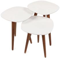 Kavos staliukas Kalune Design Nadva 3 Pcs, balta sp., 41 cm x 39 cm x 59 cm