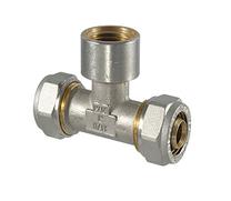 Užveržiamas trišakis TDM Brass 1055, 90 °, 20mm x 1/2", žalvaris/nikelis