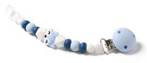 Čiulptukų ir kramtukų laikiklis BabyOno Dummy Ribbon White/Blue, mėlyna sp./balta sp.