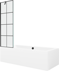 Vanna ar sieniņu, brīvi novietots Mexen Cube, 170 cm x 80 cm x 39 cm, taisnstūris, caurspīdīga krās./balta krās.