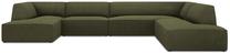 Kampinė sofa Micadoni Home Ruby Panoramic 7 Seats, tamsiai žalia sp./žalia sp., dešininė, 366 x 273 cm x 69 cm