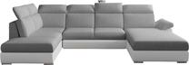 Kampinė sofa Evanell Sawana 21, Soft 17, balta sp./pilka sp., dešininė, 216 x 330 cm x 102 cm