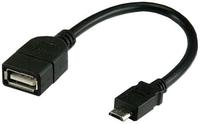 Vads Techly USB 2.0 female, Micro USB male, 0.2 m, melna krās.