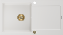 Кухонная мойка Mexen Leo, гранит, 90 см x 50 см x 19 см, золотой цв./белый цв.