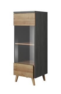 Vitrina Idzczak Meble Laos 01 1D, juoda sp., 60 cm x 50 cm x 150 cm