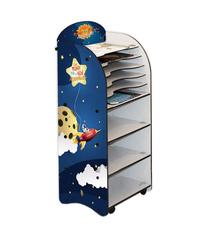 Spintelė Kalune Design Planets Lou, mėlyna sp./įvairių spalvų, 35 cm x 34 cm x 98 cm