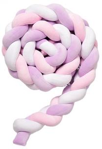 Защитный бортик Braid, белый цв./розовый цв./фиолетовый цв., 200 см x 10 см