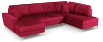 Kampinė sofa Micadoni Home Moghan Velvet Panoramic, raudona sp., dešininė, 313 x 194 cm x 88 cm
