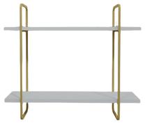 Sieninė lentyna Kalune Design Hagen L2064, aukso sp./balta sp., 50 cm x 60 cm x 15 cm