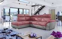 Kampinė sofa Loreto Monolith 63, Monolith 84, rožinė sp./pilka sp., kairinė, 210 x 260 cm x 102 cm