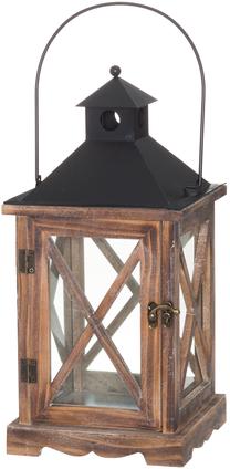 Žibintas 4Living Victor 610467, stiklas/mediena/metalas, 37.5 cm, ruda sp./juoda sp.