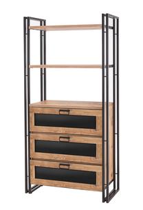 Pastatoma lentyna Kalune Design Arcas Carva, juoda sp./pušies sp, 180 cm x 90 cm x 35 cm