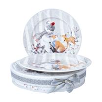 Lėkščių rinkinys desertinė Home4you Mia Snow, 19 cm x 19 cm, balta sp./pilka sp.