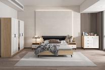 Miegamojo baldų komplektas Kalune Design Rüya 305, vidaus, balta sp./riešuto sp.