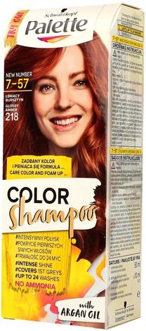 Matu krāsa Schwarzkopf Palette Color Shampoo, glossy amber krās., 7-57, 60 ml