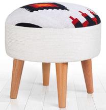 Pufas Hanah Home Farm 209FLF1110, balta sp./raudona sp., 46 cm x 46 cm x 42 cm