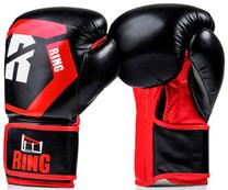 Боксерские перчатки Ring Sport Battle, черный цв./красный цв., 14 oz