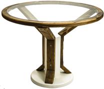 Stalas Kalune Design Drona Small, balta sp./pilka sp./pušies sp, 80 cm x 80 cm x 75 cm