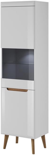 Vitrina Piaski Nordi NWT53, balta sp., 53 cm x 40 cm x 197 cm