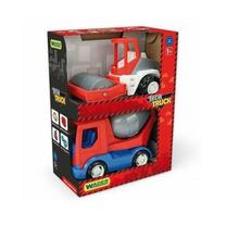 Игрушечный бетономешалка Wader Tech Truck Mixer And Roller, синий цв./красный цв./серый цв.