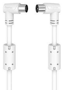 Kabelis Hama Antenna cable 90° 90dB Coax male, Coax Female, 3 m, balta krās.