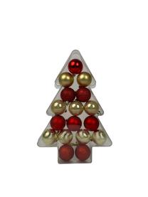 Eglutės žaisliukų rinkinys Christmas Touch, aukso sp./raudona sp., 5 cm, plastikas, 17 vnt.