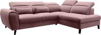 Kampinė sofa Noble Velvetmat 24, rožinė sp., dešininė, 201 x 255 cm x 100 cm
