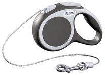 Automatinis pavadėlis Flexi Vario Cord XS, juoda sp./pilka sp., 3 m