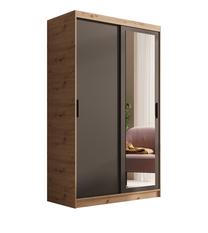 Spinta ADRK Hailey, ąžuolo sp./juoda sp., 120 cm x 60 cm x 205 cm, su veidrodžiu