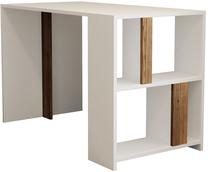 Rašomasis stalas su lentyna Kalune Design Lima 845HCT3836, 120 cm x 60 cm, 75.4 cm, balta sp./riešuto sp.