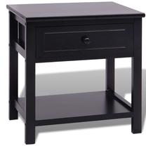 Naktinis staliukas VLX Wood 242872, juoda sp., 42 cm x 29 cm x 40 cm