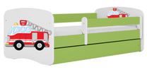 Vaikiška lova Kocot Kids Babydreams Fire Brigade, žalia sp., 80 x 180 cm, be patalynės dėžės, su čiužiniu