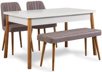 Valgomojo komplektas Kalune Design Costa 0701 - 3 AB, balta sp./pilka sp./pušies sp.