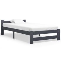 Lova viengulė VLX Solid Pine Wood 322020, 100 x 200 cm, tamsiai pilka sp., be čiužinio, su grotelėmis