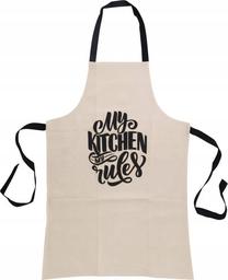 Priekšauts Home Styling Collection My Kitchen My Rules, 84 cm x 60 cm, melns krās./bēša krās.