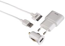 Automobilinis įkroviklis Hama, USB/Apple 30-pin/DC/Europlug, balta sp.