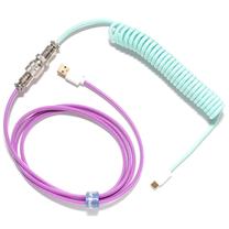 Lādētājs Ducky Premicord Frozen Llama Spiralkabel USB Type-C, USB Type A, 1.8 m, zila krās./violeta krās.